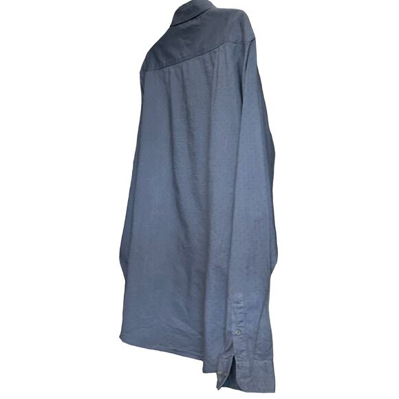 WRANGLER LONG SLEEVE BUTTON-UP DRESS SHIRT, MENS, XL, BLUE, PUCKERED FABRIC - Picture 6 of 11